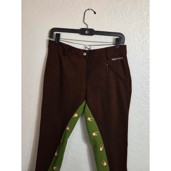 Buckwild Breeches Horse Riding Pants Women's Medium Brown Horse Print Equestrian - Picture 2 of 9